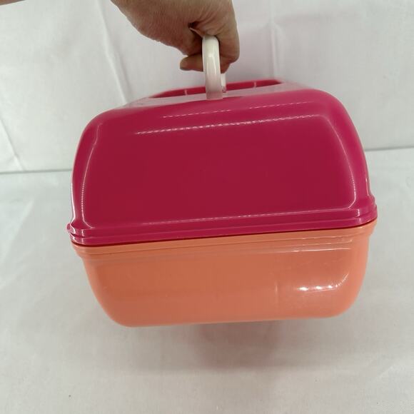 Caboodles Pink Peach Color Block Makeup Jewelry Case Holder Made In USA - Picture 5 of 9